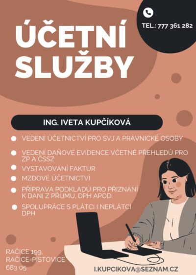 Poskytuji vedení účetnictví pro firmy a SVJ a daňovou evidenci pro OSVČ